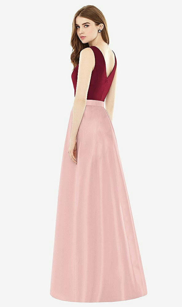Back View - Rose - PANTONE Rose Quartz & Burgundy Alfred Sung Bridesmaid Dress D753