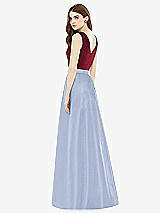 Rear View Thumbnail - Sky Blue & Burgundy Alfred Sung Bridesmaid Dress D753