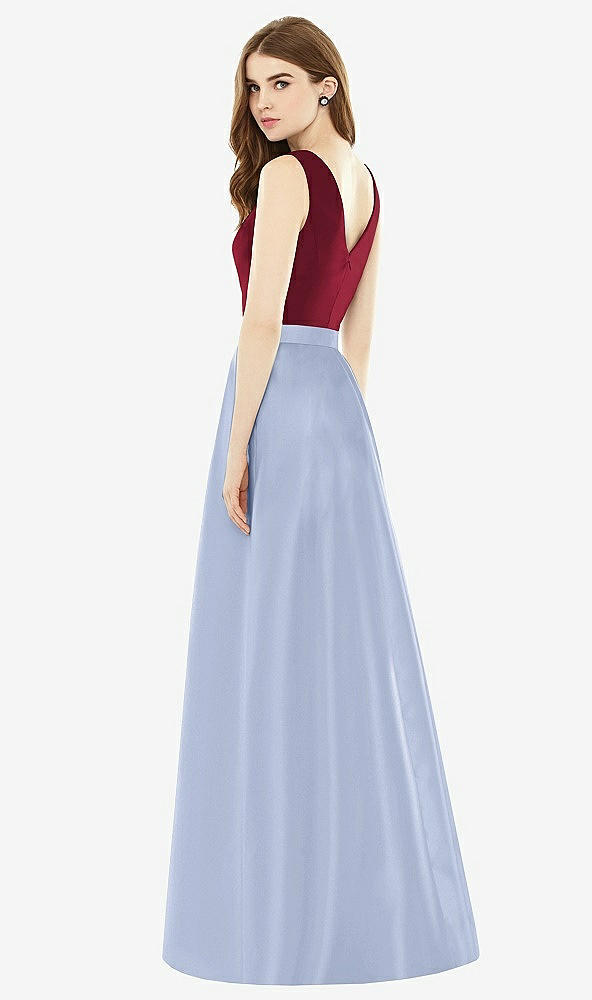 Back View - Sky Blue & Burgundy Alfred Sung Bridesmaid Dress D753