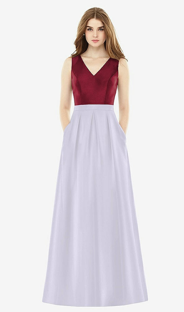 Front View - Silver Dove & Burgundy Alfred Sung Bridesmaid Dress D753