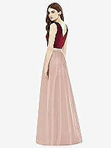 Rear View Thumbnail - Toasted Sugar & Burgundy Alfred Sung Bridesmaid Dress D753