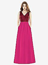 Front View Thumbnail - Think Pink & Burgundy Alfred Sung Bridesmaid Dress D753