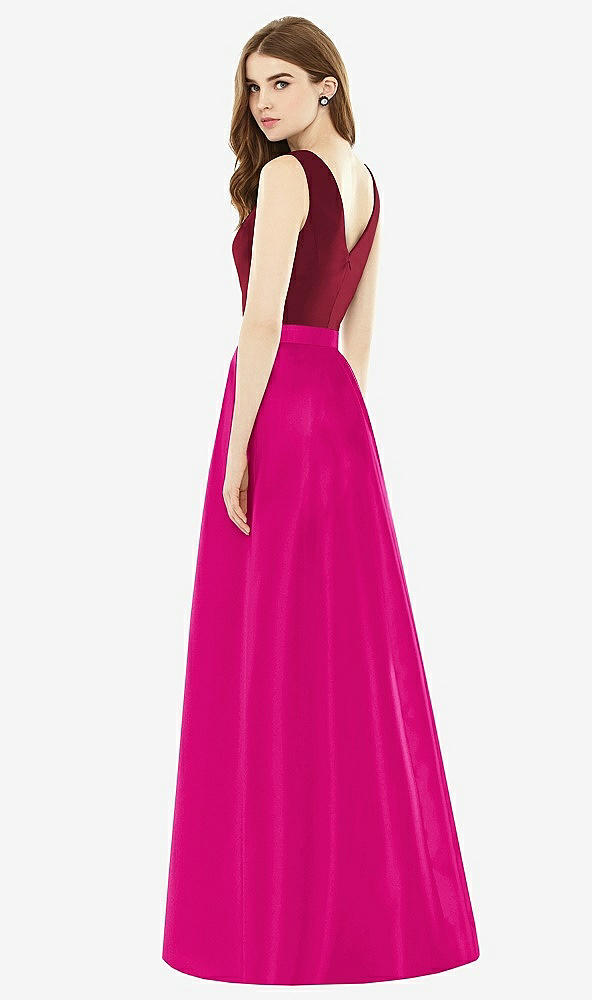 Back View - Think Pink & Burgundy Alfred Sung Bridesmaid Dress D753