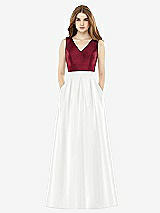 Front View Thumbnail - White & Burgundy Alfred Sung Bridesmaid Dress D753