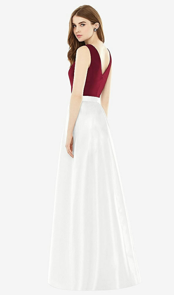 Back View - White & Burgundy Alfred Sung Bridesmaid Dress D753