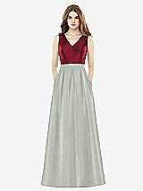 Front View Thumbnail - Willow Green & Burgundy Alfred Sung Bridesmaid Dress D753