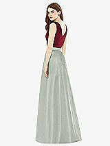 Rear View Thumbnail - Willow Green & Burgundy Alfred Sung Bridesmaid Dress D753