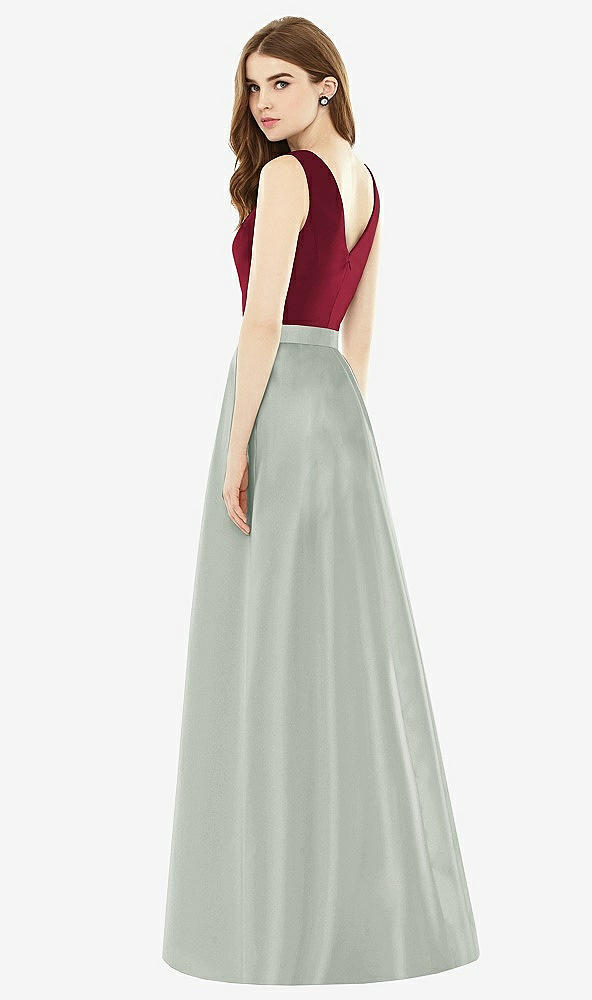 Back View - Willow Green & Burgundy Alfred Sung Bridesmaid Dress D753