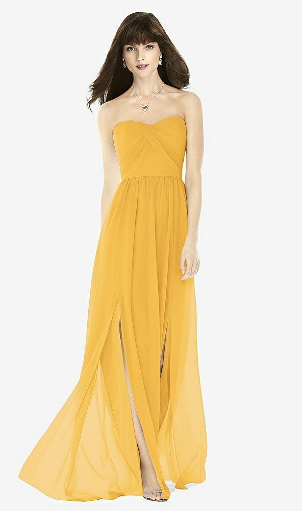Front View - NYC Yellow Sweeheart Chiffon Natural Waist Dress