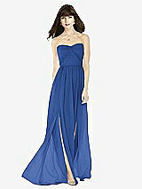 Front View Thumbnail - Classic Blue Sweeheart Chiffon Natural Waist Dress