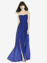 Front View Thumbnail - Cobalt Blue Sweeheart Chiffon Natural Waist Dress