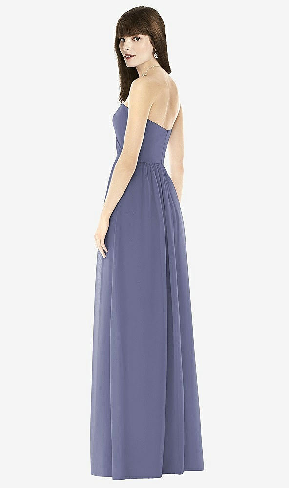 Back View - French Blue Sweeheart Chiffon Natural Waist Dress