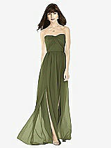Front View Thumbnail - Olive Green Sweeheart Chiffon Natural Waist Dress