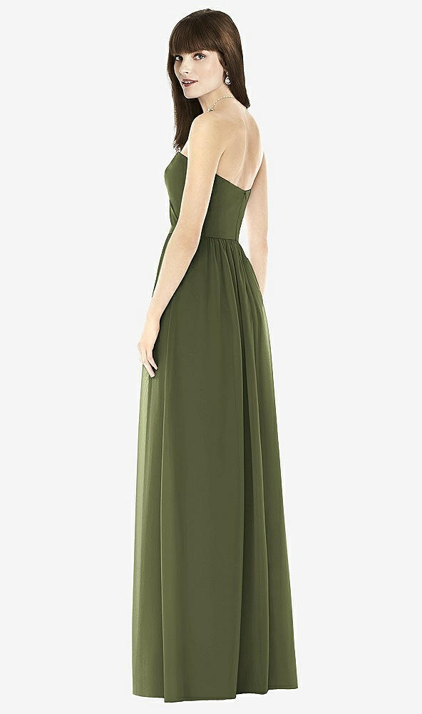 Back View - Olive Green Sweeheart Chiffon Natural Waist Dress