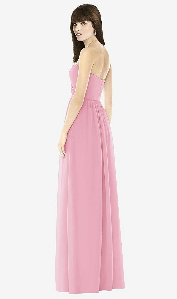 Back View - Peony Pink Sweeheart Chiffon Natural Waist Dress