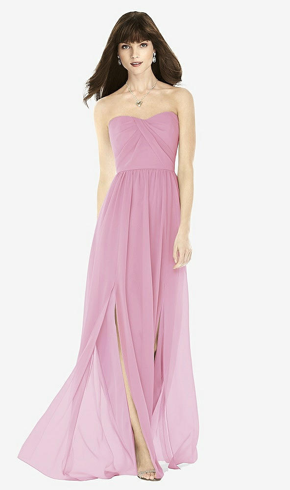 Front View - Powder Pink Sweeheart Chiffon Natural Waist Dress