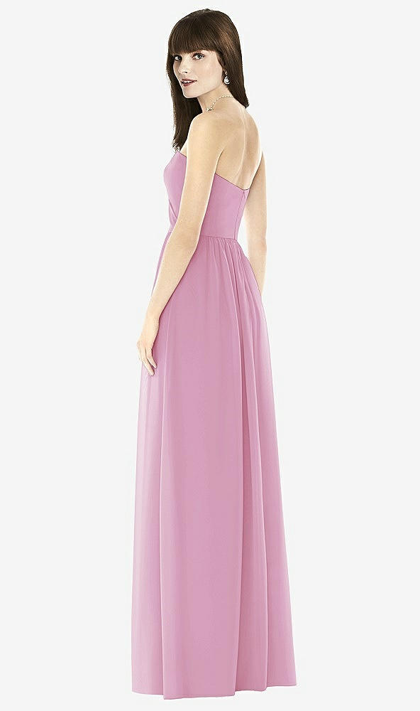 Back View - Powder Pink Sweeheart Chiffon Natural Waist Dress