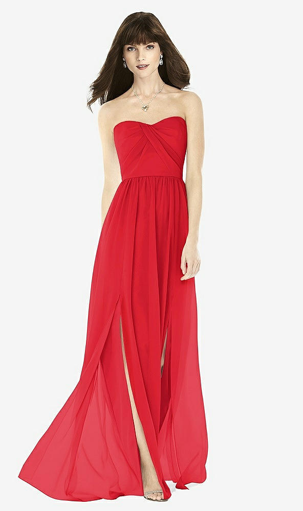 Front View - Parisian Red Sweeheart Chiffon Natural Waist Dress