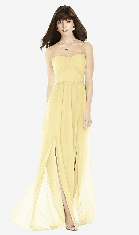 Front View - Pale Yellow Sweeheart Chiffon Natural Waist Dress