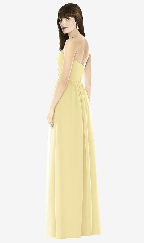 Back View - Pale Yellow Sweeheart Chiffon Natural Waist Dress