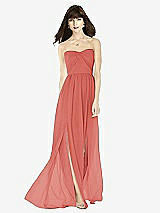 Front View Thumbnail - Coral Pink Sweeheart Chiffon Natural Waist Dress