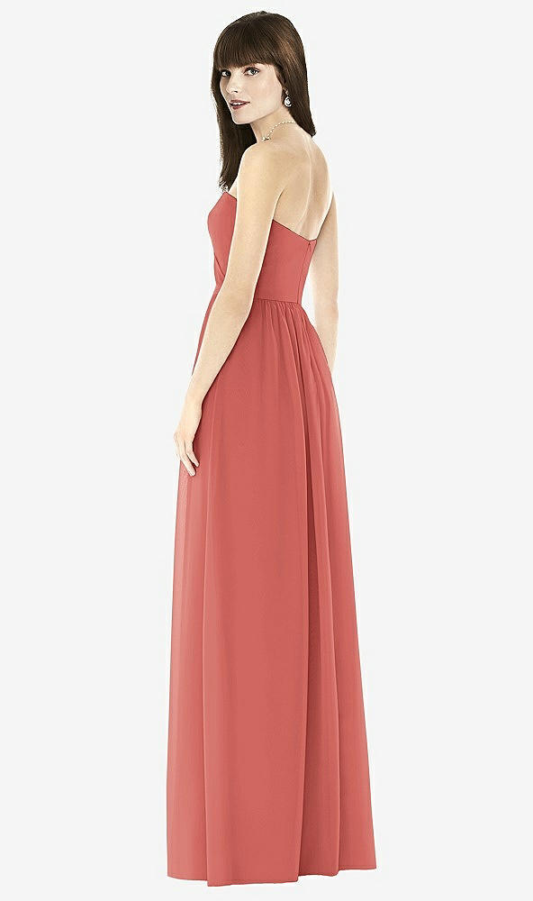 Back View - Coral Pink Sweeheart Chiffon Natural Waist Dress