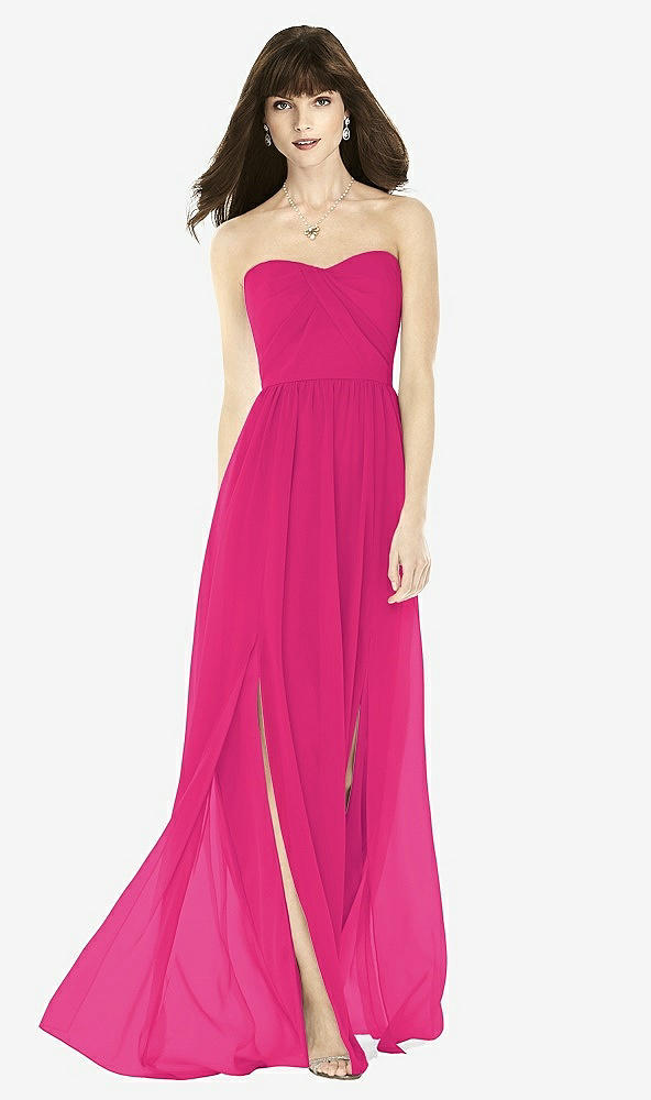 Front View - Think Pink Sweeheart Chiffon Natural Waist Dress