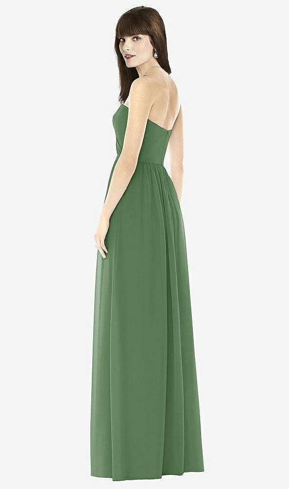 Back View - Vineyard Green Sweeheart Chiffon Natural Waist Dress
