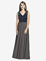 Front View Thumbnail - Caviar Gray & Midnight Navy Dessy Collection Junior Bridesmaid Dress JR542