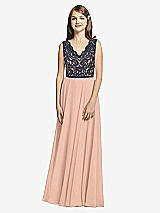 Front View Thumbnail - Pale Peach & Midnight Navy Dessy Collection Junior Bridesmaid Dress JR542