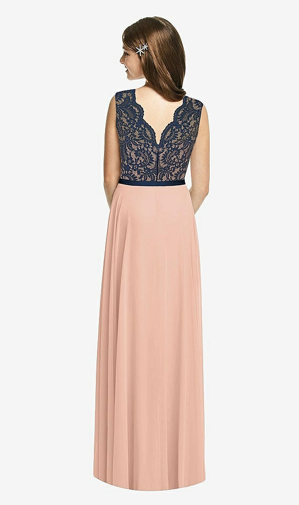 Back View - Pale Peach & Midnight Navy Dessy Collection Junior Bridesmaid Dress JR542