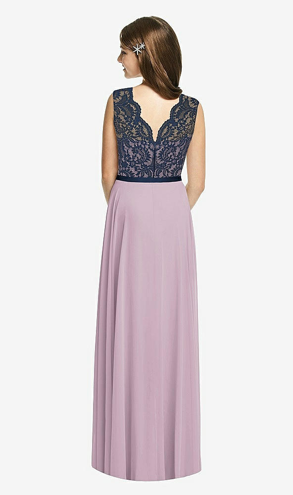 Back View - Suede Rose & Midnight Navy Dessy Collection Junior Bridesmaid Dress JR542
