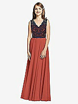 Front View Thumbnail - Amber Sunset & Midnight Navy Dessy Collection Junior Bridesmaid Dress JR542