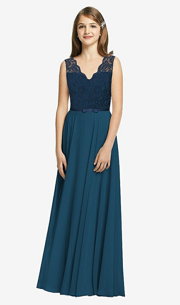 Front View - Atlantic Blue & Midnight Navy Dessy Collection Junior Bridesmaid Dress JR542