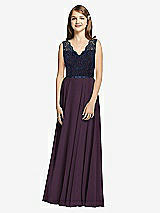 Front View Thumbnail - Aubergine & Midnight Navy Dessy Collection Junior Bridesmaid Dress JR542