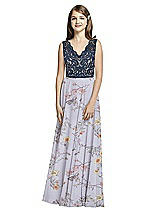 Front View Thumbnail - Butterfly Botanica Silver Dove & Midnight Navy Dessy Collection Junior Bridesmaid Dress JR542