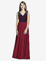 Front View Thumbnail - Burgundy & Midnight Navy Dessy Collection Junior Bridesmaid Dress JR542