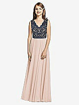 Front View Thumbnail - Cameo & Midnight Navy Dessy Collection Junior Bridesmaid Dress JR542