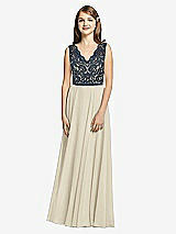 Front View Thumbnail - Champagne & Midnight Navy Dessy Collection Junior Bridesmaid Dress JR542