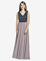 Front View Thumbnail - Cashmere Gray & Midnight Navy Dessy Collection Junior Bridesmaid Dress JR542