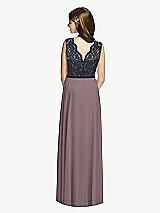 Rear View Thumbnail - French Truffle & Midnight Navy Dessy Collection Junior Bridesmaid Dress JR542