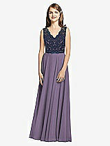 Front View Thumbnail - Lavender & Midnight Navy Dessy Collection Junior Bridesmaid Dress JR542