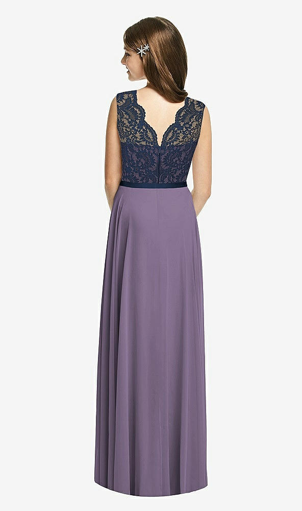 Back View - Lavender & Midnight Navy Dessy Collection Junior Bridesmaid Dress JR542