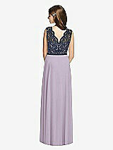 Rear View Thumbnail - Lilac Haze & Midnight Navy Dessy Collection Junior Bridesmaid Dress JR542