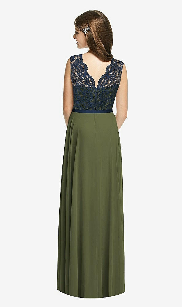 Back View - Olive Green & Midnight Navy Dessy Collection Junior Bridesmaid Dress JR542