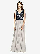 Front View Thumbnail - Oyster & Midnight Navy Dessy Collection Junior Bridesmaid Dress JR542