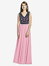 Front View Thumbnail - Peony Pink & Midnight Navy Dessy Collection Junior Bridesmaid Dress JR542