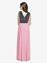 Rear View Thumbnail - Peony Pink & Midnight Navy Dessy Collection Junior Bridesmaid Dress JR542
