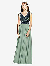 Front View Thumbnail - Seagrass & Midnight Navy Dessy Collection Junior Bridesmaid Dress JR542