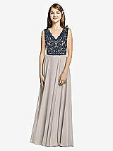 Front View Thumbnail - Taupe & Midnight Navy Dessy Collection Junior Bridesmaid Dress JR542